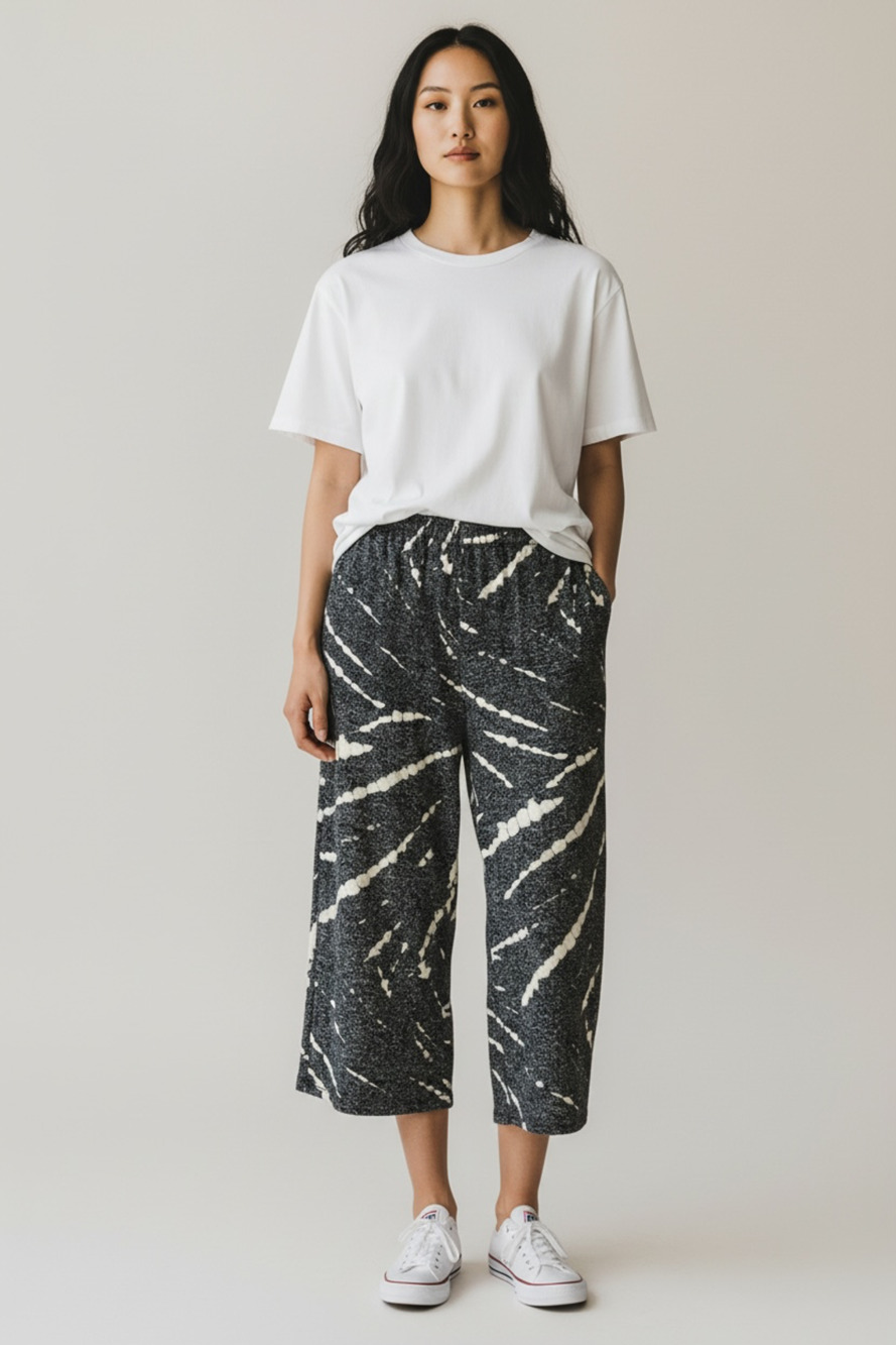 DKNY Women's Super Soft Sweater Knit Loungewear Capri Pants with Tie-Dye Print